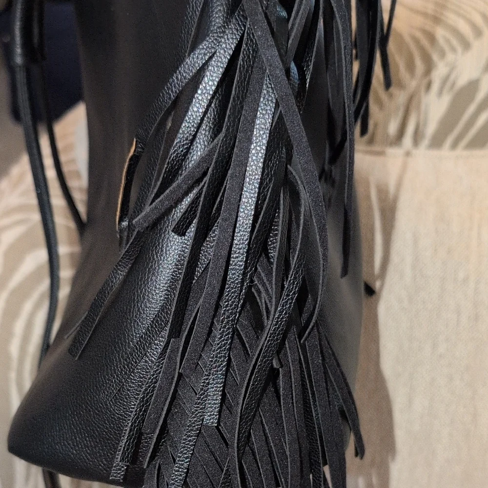 Victoria's Secret Black Fringe Shoulder Bag